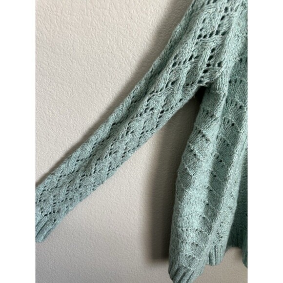 NEW Maurice’s Solid Open Stitch Cardigan Women's Size Small Green Grandmacore - Picture 3 of 5